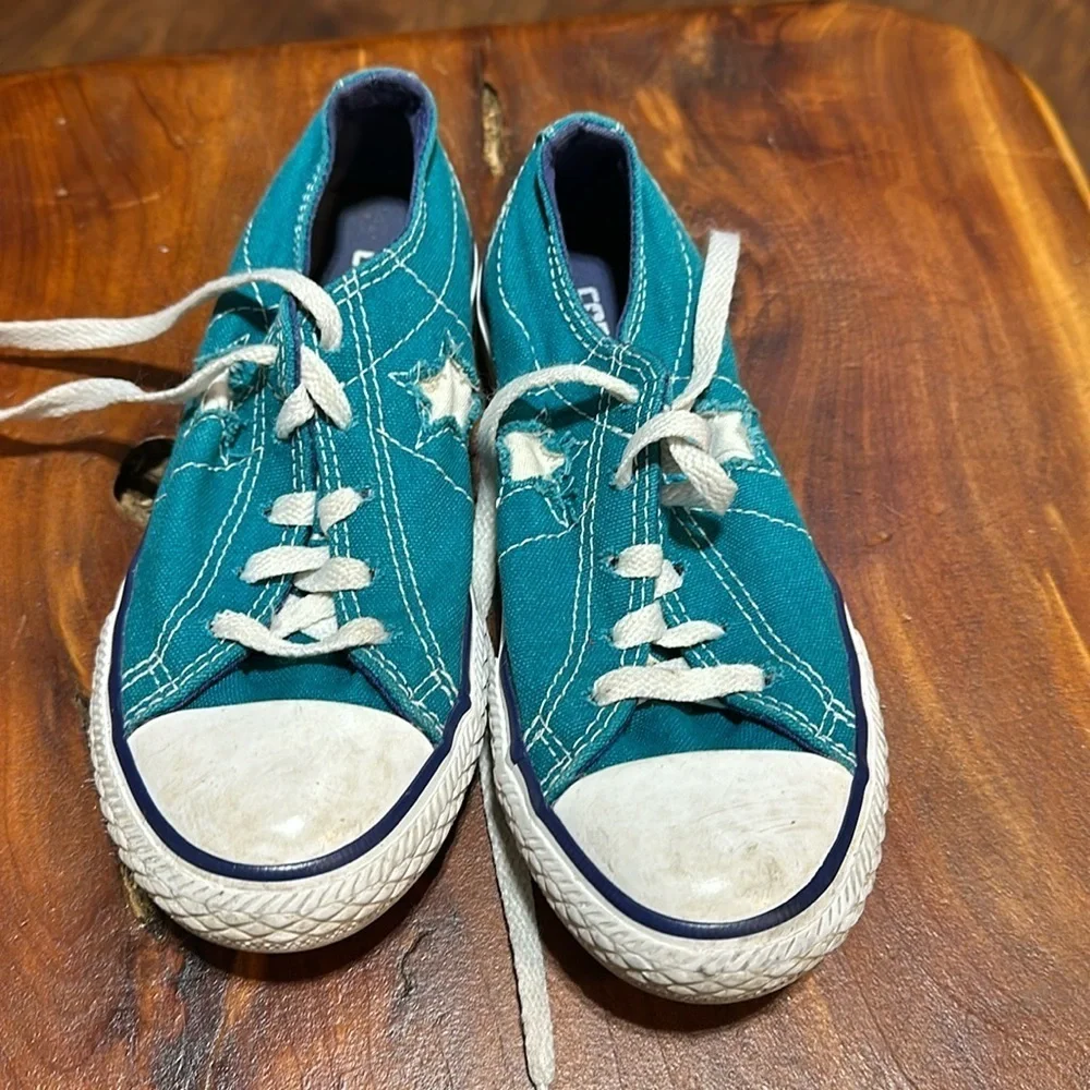 Converse One Star Kids Size 1 Turquoise Low Top Sneakers